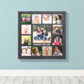 Chalkboard 13 Photo Collage Family Name Keepsake キャンバスプリント (インサイチュ (ウッドフロア))