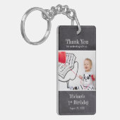 Chalkboard 1st Birthday Boy写真名 キーホルダー (正面左)