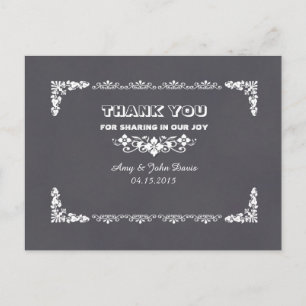 Chalkboard art deco'結婚's thank you notes deco3 ポストカード