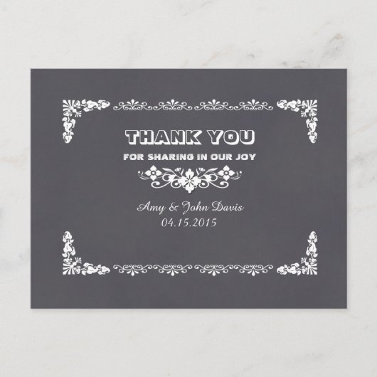 Chalkboard art deco'結婚's thank you notes deco3 ポストカード (正面)