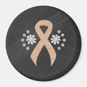 Chalkboard Awareness Peach Ribbon マグネット