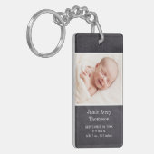 Chalkboard Baby Photo Birth Stats Personalized キーホルダー (正面左)