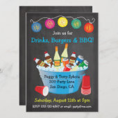Chalkboard BBQパーティードリンク招待状 招待状 (正面/裏面)
