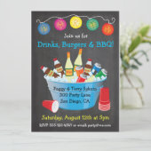 Chalkboard BBQパーティードリンク招待状 招待状 (スタンド正面)