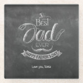 Chalkboard Best Dad Ever Father's Day Personalized ガラスコースター (正面)