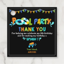 Chalkboard Boys Pool Birthday Party Thank You