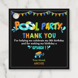 Chalkboard Boys Pool Birthday Party Thank You フェイバータグ