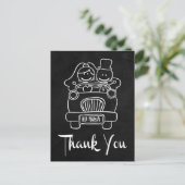 Chalkboard Bride & Groom Thank You Black 結婚's ポストカード (スタンド正面)