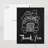 Chalkboard Bride & Groom Thank You Black 結婚's ポストカード (正面/裏面)