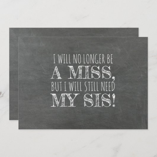 Chalkboard Bridesmaid /メイド・オブ・オーナー(花嫁付き添い人)提案 招待状 (正面/裏面)