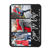 Chalkboard Brush Script 3 Photo Save The Date マグネット (縦)