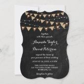 Chalkboard Burlap Bunting String Lights 結婚's 招待状 (正面)