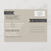 Chalkboard Burlap & Lace Photo Save the Date Cards 案内ポストカード (裏面)
