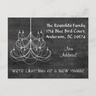 Chalkboard Chandelier新しいアドレス移動カード 案内ポストカード