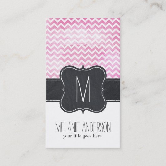 Chalkboard Chevron名刺テンプレート 名刺 (正面)