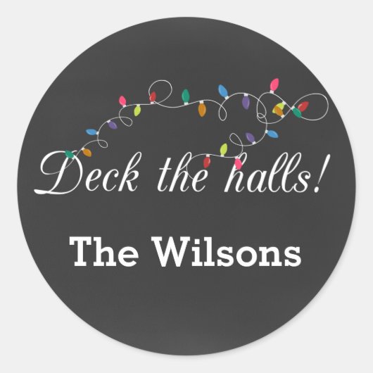 Chalkboard Christmas Lightsホリデースタンプ ラウンドシール (正面)