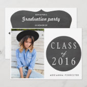 Chalkboard Class Of 2016卒業パーティー写真 招待状 (正面/裏面)