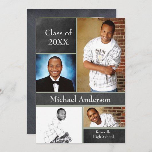 Chalkboard Collage Football – グラッド発表 招待状 (正面/裏面)