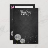 Chalkboard Dandelion Vintage Wedding RSVPカード (正面/裏面)