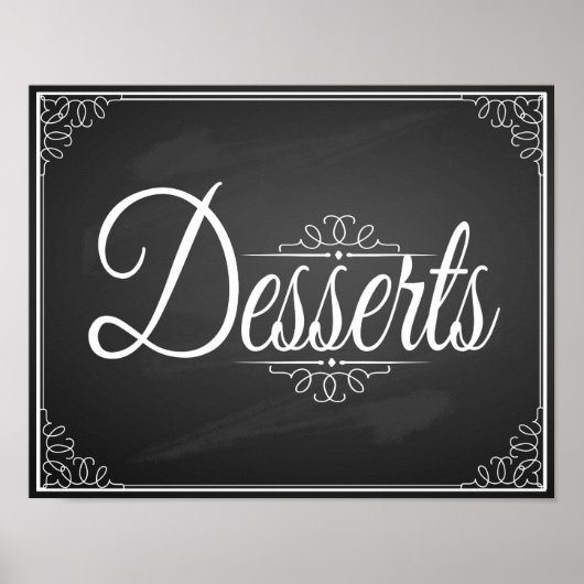 Chalkboard Dessert Table wedding or party print ポスター (正面)