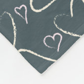 Chalkboard Doodle Hearts Pattern フリースブランケット (角)