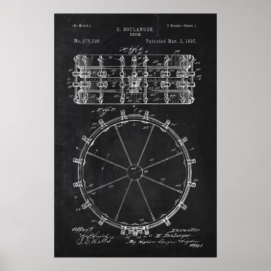 Chalkboard Drum Patent ポスター (正面)
