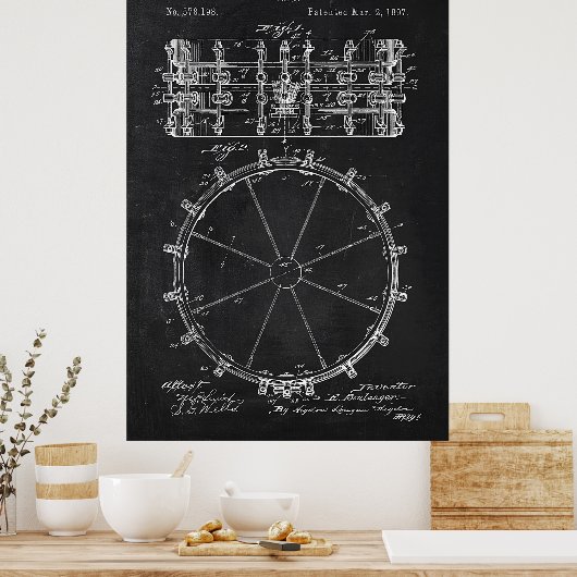 Chalkboard Drum Patent ポスター (キッチン)