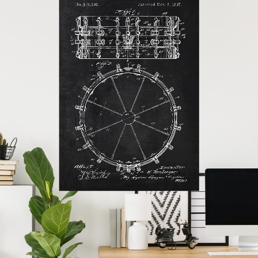 Chalkboard Drum Patent ポスター (ホームオフィス)