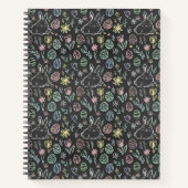 Chalkboard Easter Bunny Doodle Pattern ノートブック (正面)