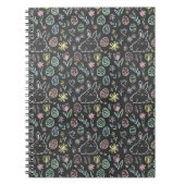 Chalkboard Easter Bunny Doodle Pattern ノートブック (正面)