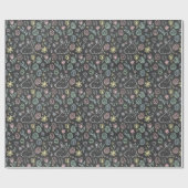 Chalkboard Easter Bunny Doodle Pattern Wrapping  ラッピングペーパー (フラット)