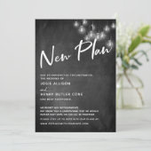 Chalkboard Edison Lights新しいプラン遅延結婚s 招待状 (スタンド正面)