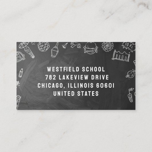 Chalkboard Elementary School Teacher Classroom 名刺 (裏面)