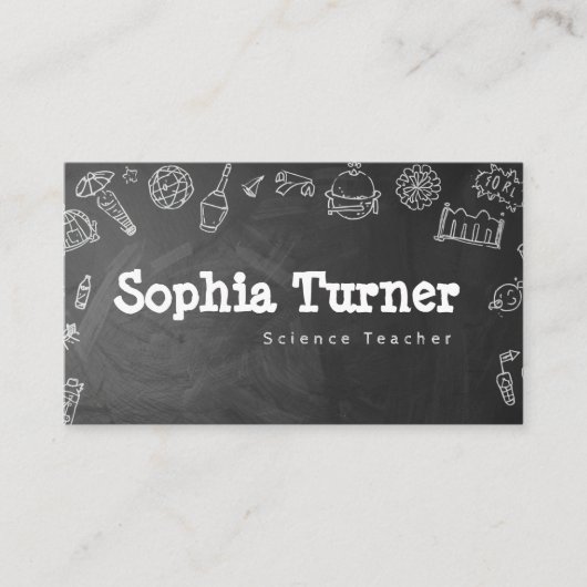 Chalkboard Elementary School Teacher Classroom 名刺 (正面)