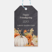 Chalkboard Fall Pumpkin Floral Friendsgiving Year ギフトタグ (裏面)