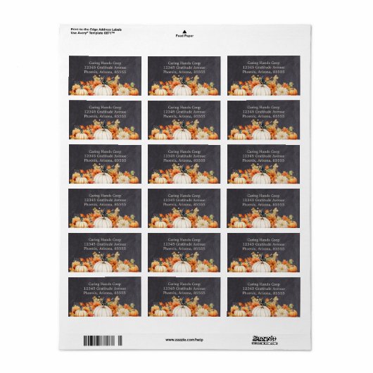 Chalkboard Fall Pumpkin Floral Friendsgiving Year ラベル (フルシート)