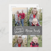 Chalkboard Farmhouseクリスマスフォト素朴カード シーズンポストカード (正面/裏面)