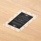 Chalkboard Floral Leaf Wedding アクリル招待状 (レイダウン)