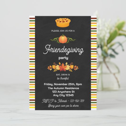 Chalkboard Friendsgiving Party Invitation 招待状 (スタンド正面)
