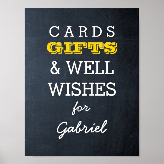 Chalkboard Gold Gift Table Sign ポスター (正面)