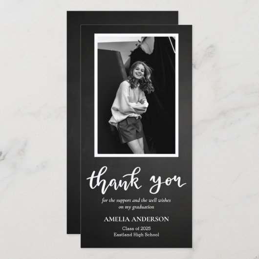 Chalkboard Graduate Thank You Script サンキューカード (正面/裏面)