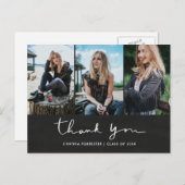 Chalkboard Graduation Thank Youタイポグラフィ写真 ポストカード (正面/裏面)