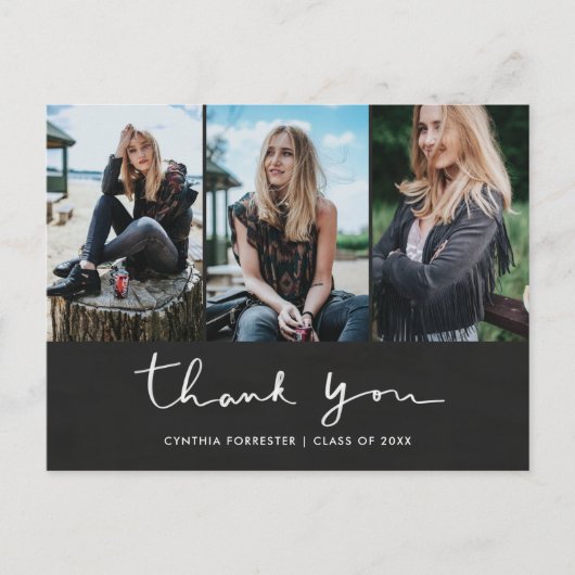 Chalkboard Graduation Thank Youタイポグラフィ写真 ポストカード (正面)