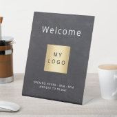 Chalkboard gray logo business open closed 台座サイン (インサイチュ)