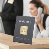 Chalkboard gray logo business open closed 台座サイン