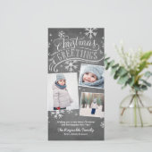 Chalkboard Greetings 3-Photoスノーフレークホリデー シーズンカード (スタンド正面)