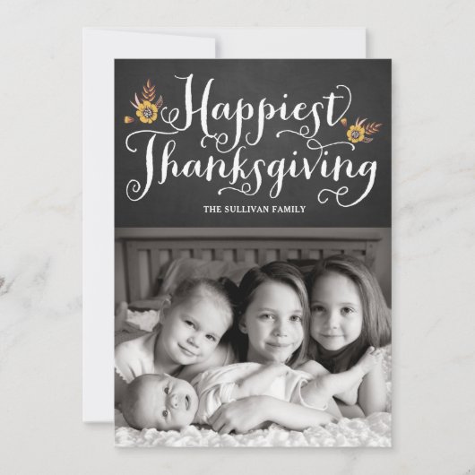 Chalkboard Happelest Thanglsgiving素朴写真 シーズンカード (正面)
