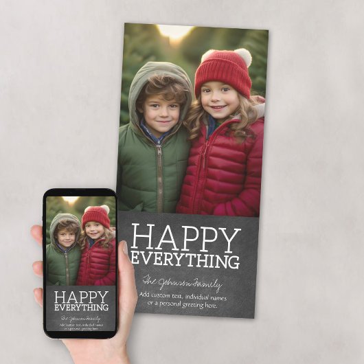 Chalkboard - Happy Everyone Vertical Photo シーズンカード