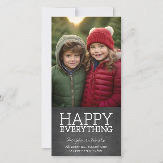 Chalkboard - Happy Everyone Vertical Photo シーズンカード (正面)
