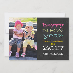 Chalkboard Happy New Year 2017ホリデーフォトカード シーズンカード